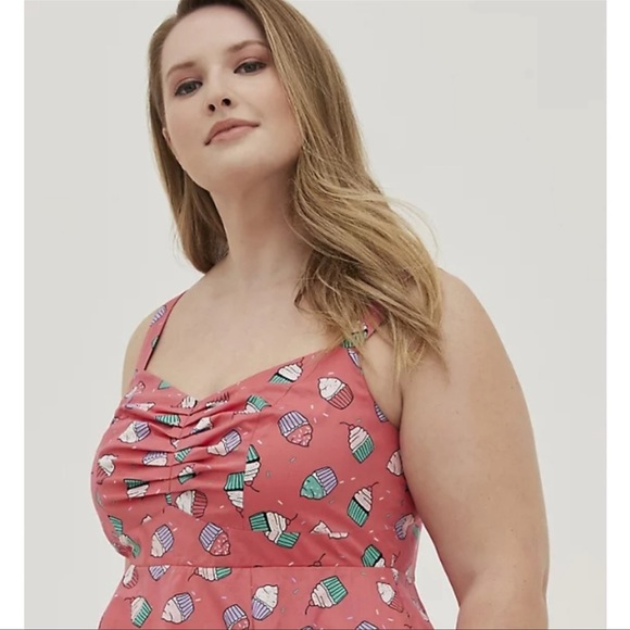 Torrid Fit Flare Poplin Cupcake Print Dress Size 3 - Picture 3 of 17